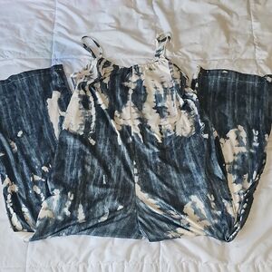 Blue and White Tie-Dye Maxi Dress